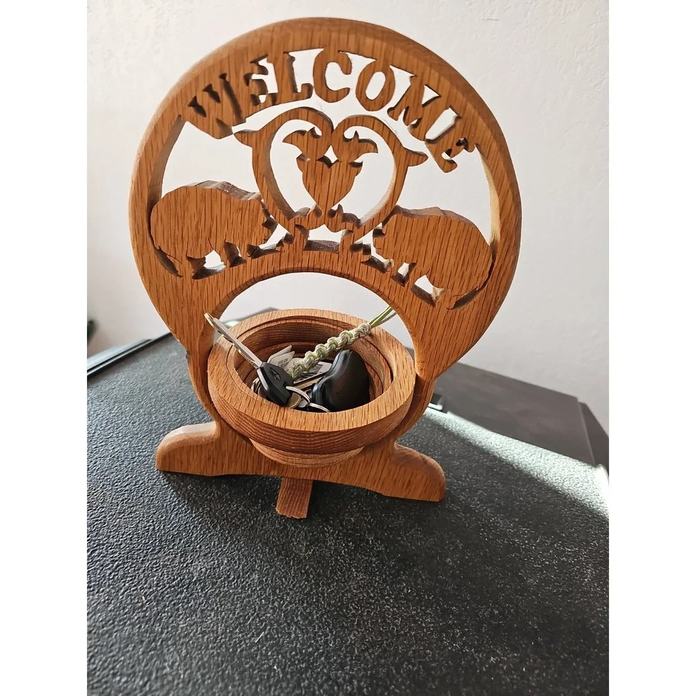 Handmade Amish Made Montana Pig Lover Welcome Bowl Farmhouse Country Decor 10